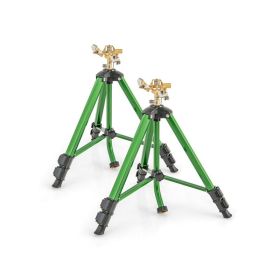 360 Degree Rotation Impact Sprinkler on Tripod Base Set of 2 (Color: Green)