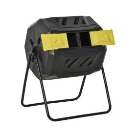 Tumbling Compost Bin  for Garden Kitchen Yard Outdoor Usage (Color: Yellow & Black)