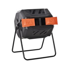 Tumbling Compost Bin  for Garden Kitchen Yard Outdoor Usage (Color: Orange & Black)