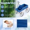 Wooden Wagon Plant Bed with Metal Wheels for Garden Yard Patio