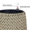 10.6" Self-watering Wicker Planter - Garden Decoration Pot - Beige - Round