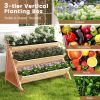 3-Tier Garden Bed with Storage Shelf, 2 Hanging Hooks and 3 Bed Liners