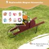 Wooden Wagon Planter with 9 Magnetic Accessories for Garden Yard