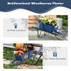 Wooden Wagon Planter with 9 Magnetic Accessories for Garden Yard